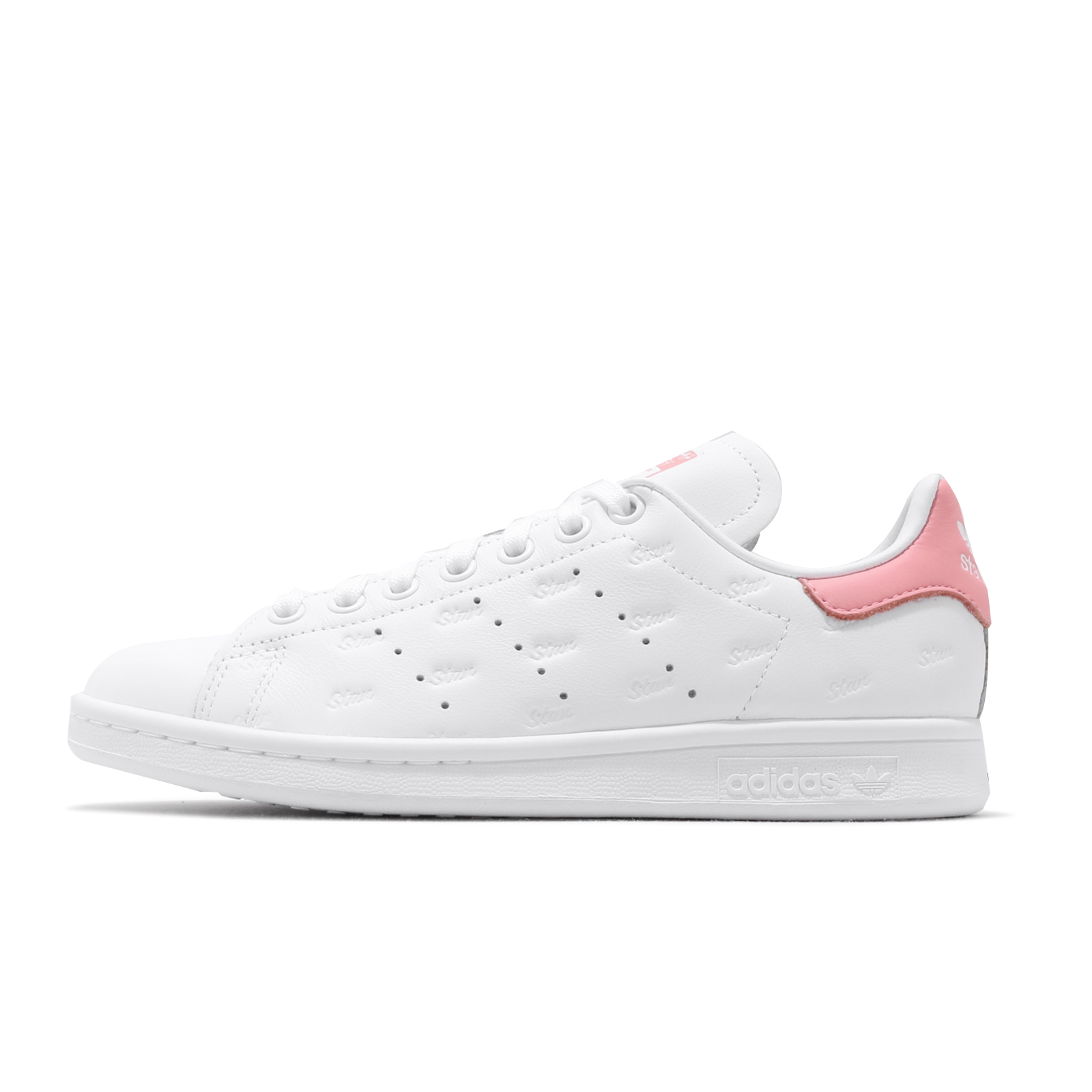 adidas 休閒鞋Stan Smith 白粉紅女鞋皮革壓紋設計小白鞋基本款【ACS】 EF6865 | 蝦皮購物