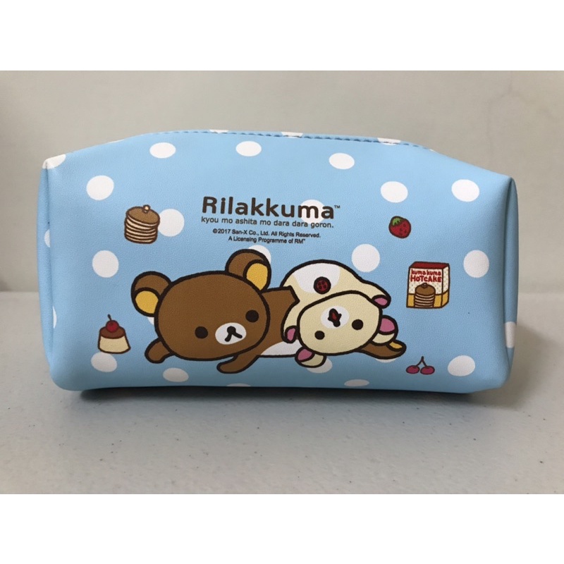 ［二手］Rilakkuma 拉拉熊 懶懶熊 藍色 萬用包 化妝包 鉛筆袋 鉛筆盒 小髒污