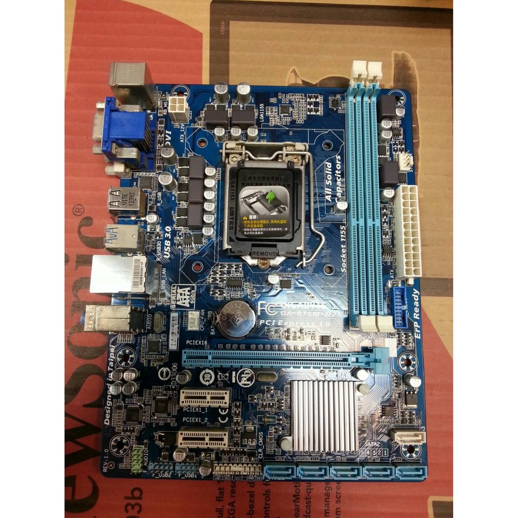 中古良品 intel 主機板 1155腳位 技嘉 GA-B75M-D2V /ddr3/前置19pin/sata3*1,sata2*5/usb3.0/內建vga,dvi輸出介面/