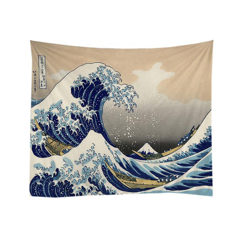 現貨 神奈川冲浪里浮世绘日式挂毯拍照道具房間裝飾背景布隔斷挂簾北歐挂布牆壁裝飾毯挂毯牆面布diy百搭桌布