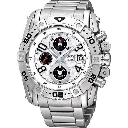 ALBA 絕版品 三環計時腕錶(YM62-X220S)-銀