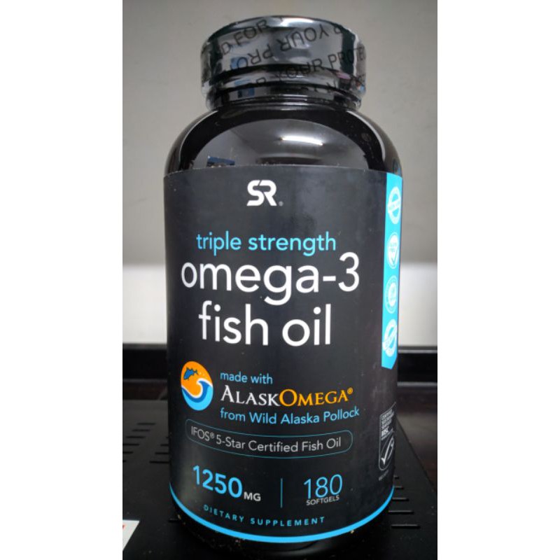 (現貨)Sports Research 頂級魚油，Omega-3，TG型三倍功效，1250 毫克，180顆軟凝膠。