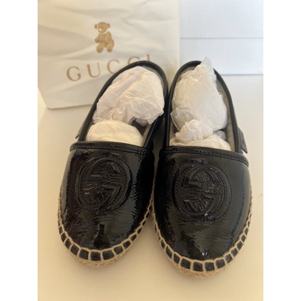 🌈 Gucci kids  黑色G Logo小羊皮內刷毛鉛筆鞋29號🦄