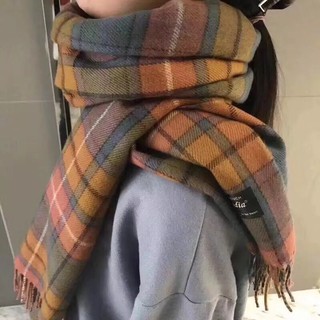 現貨-韓國東大門秋冬季新款格子流蘇羊絨圍巾脖加厚保暖披肩超大
