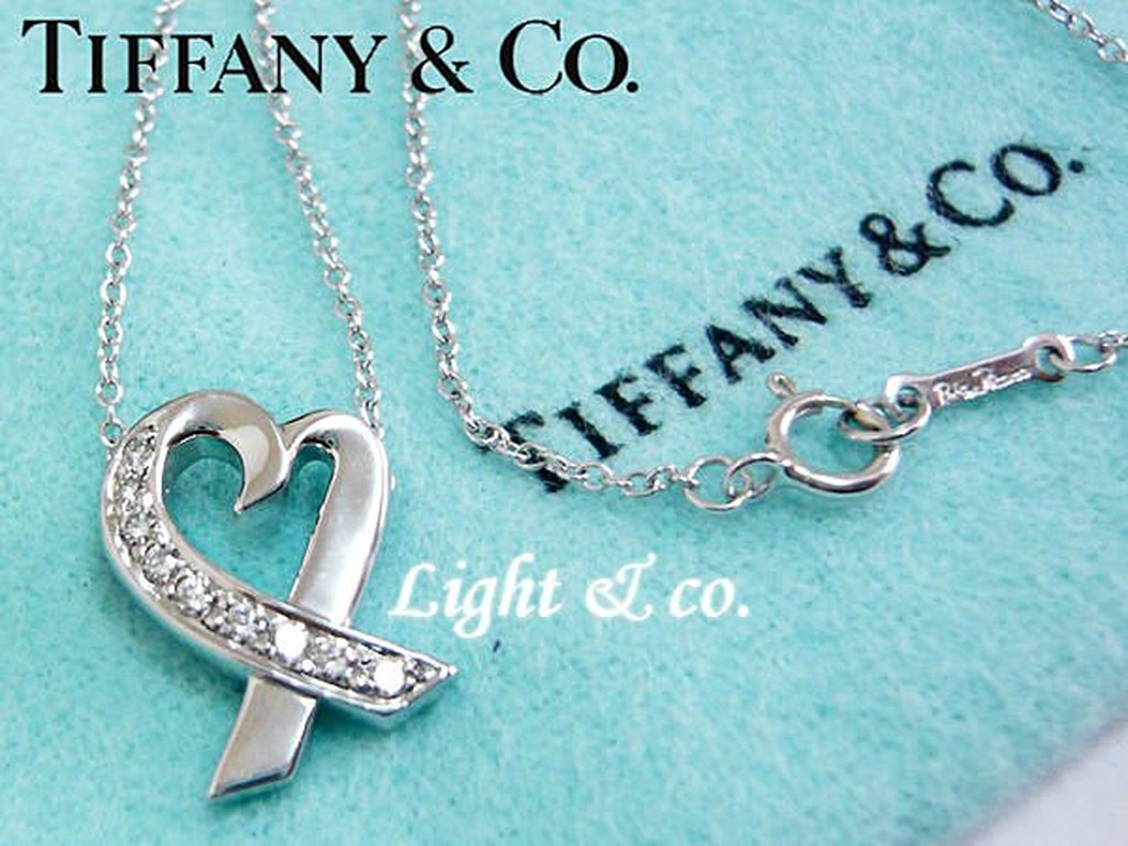 【Light &amp; co.】真品 TIFFANY 750 K金 18K 白金 緞帶 愛心 項鍊 Loving Heart