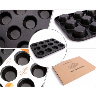 (烘焙小當家)Chefmade學廚WK116260黑12入馬芬蛋糕模/12格蛋糕烘培烤箱烤模烤盤烘焙模具wk116260