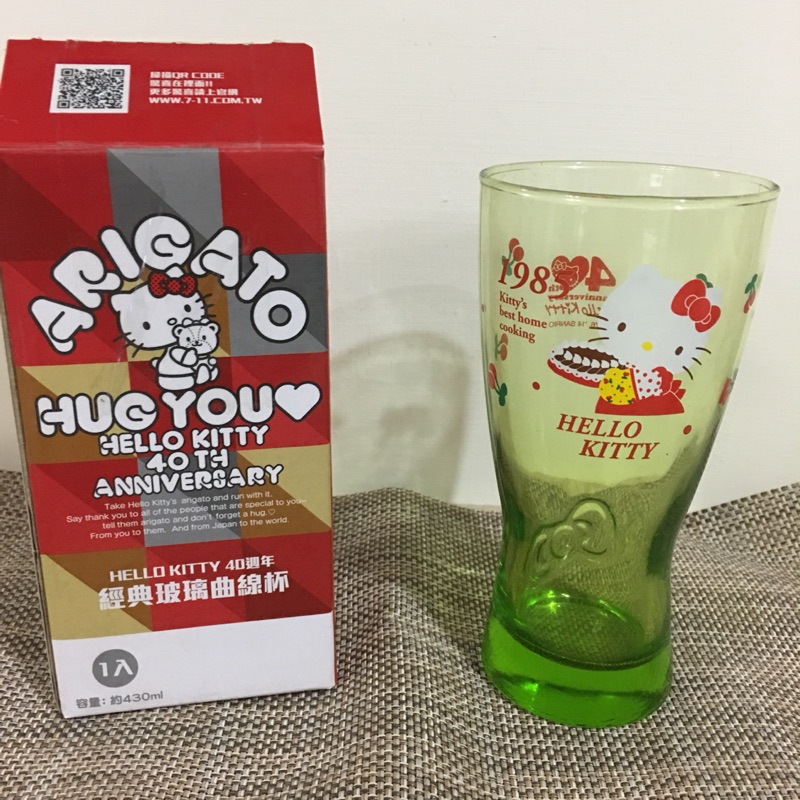 Hello Kitty 40週年 經典玻璃曲線杯 7-11 活動