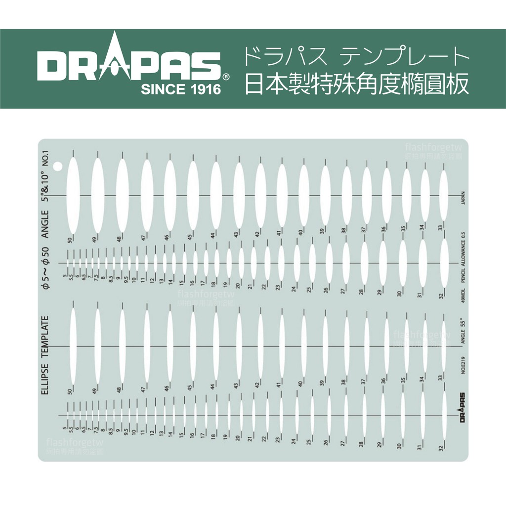 DRAPAS 日本三幸 進口特殊橢圓板 定規 5° 10° 5度 10度 室內設計乙級工具透視圖 證照考試繪圖 術科考試