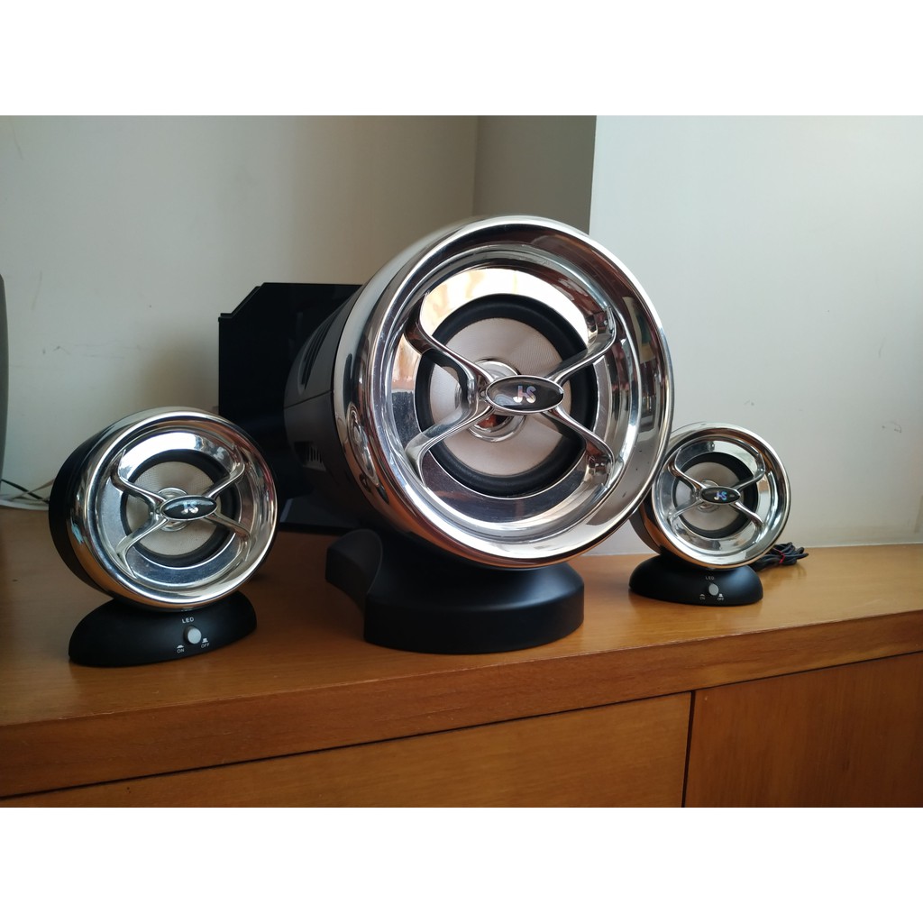 【免運費】 JS 淇譽電子 重低音三件式喇叭 ( JY3021 ) /  2.1聲道 / 具防磁功能藍光LED雙耳機輸出