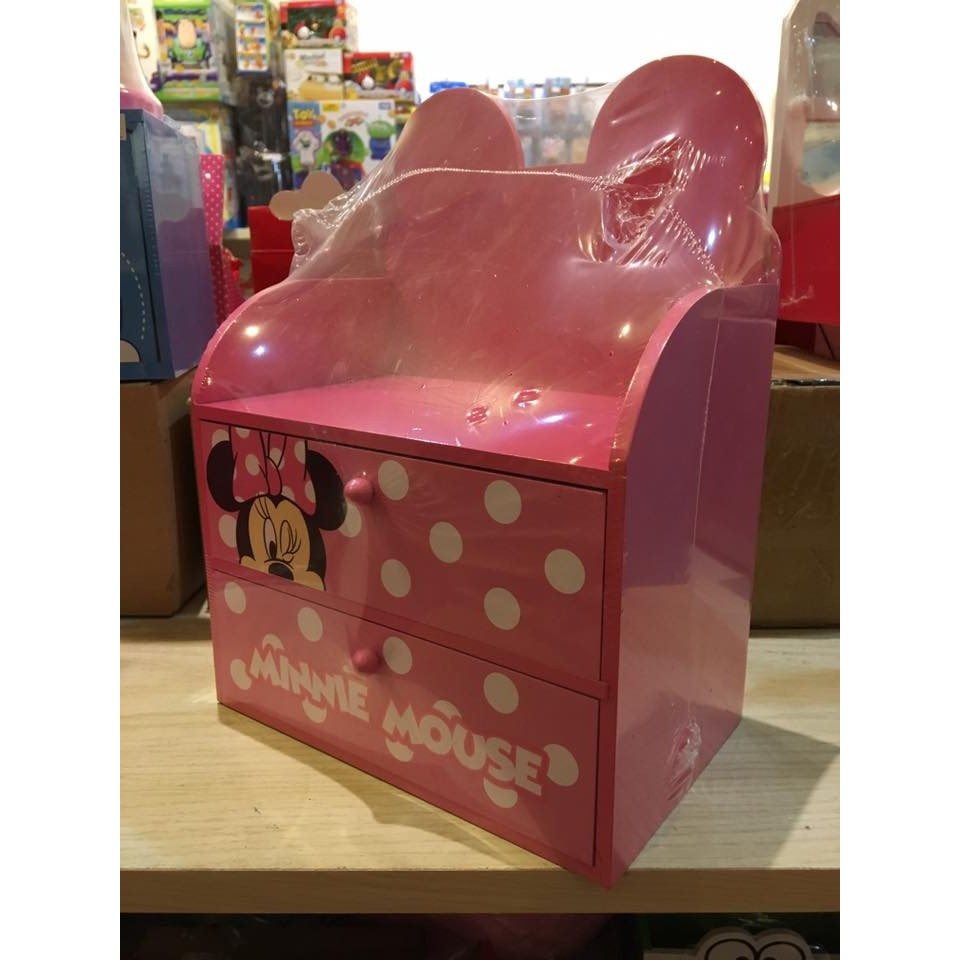 阿虎會社【B - 325】正版 迪士尼 米妮 米老鼠 粉紅色 木製 造型抽屜 收納盒 置物盒 收納櫃 桌上型