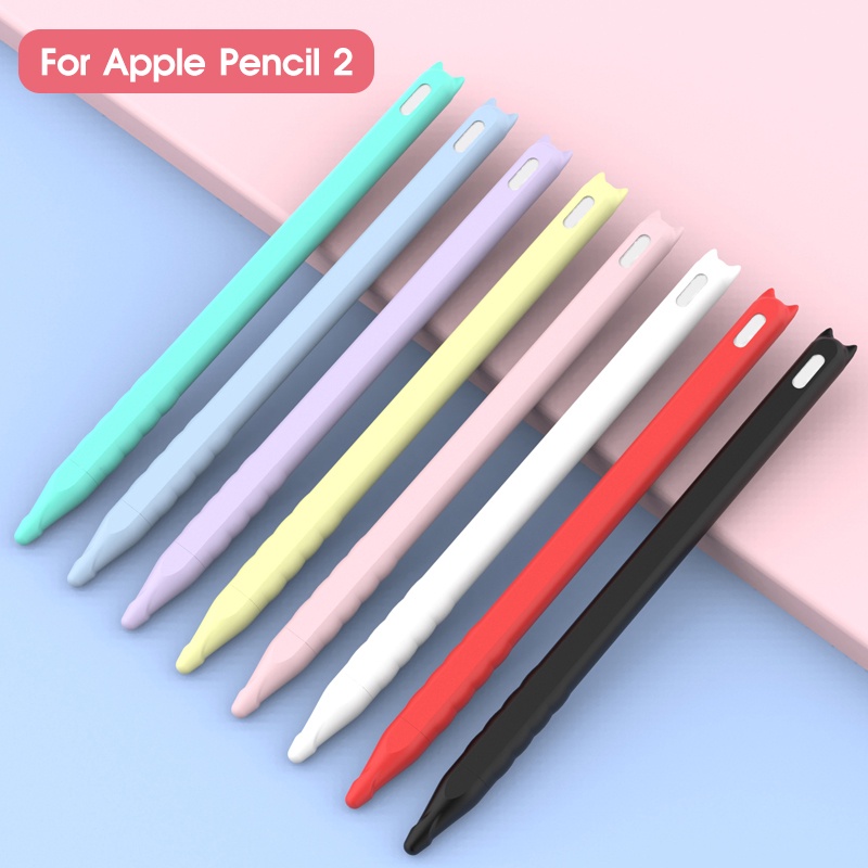 可愛的貓圖案 TPU 矽膠保護袋蓋支架蓋適用於 Apple Pencil 2 配件防刮保護套適用於 Pencil 2nd