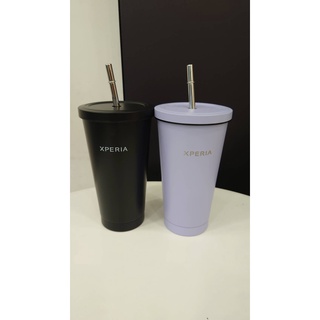 ❤️促銷特賣❤️SONY XPERIA 原廠限量小物簡約不鏽鋼吸管杯 保溫保冷杯黑紫2色現貨