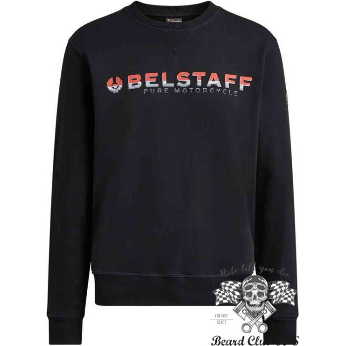 ♛大鬍子俱樂部♛ Belstaff ® Moodie Pullover 貝克漢 英國 復古 長袖 大學Ｔ 黑色