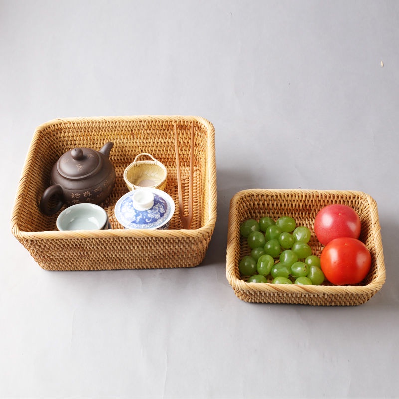 【現貨】越南藤編水果籃 家居水果盤 客廳零食 糖果籃 茶點盒 茶幾收納筐