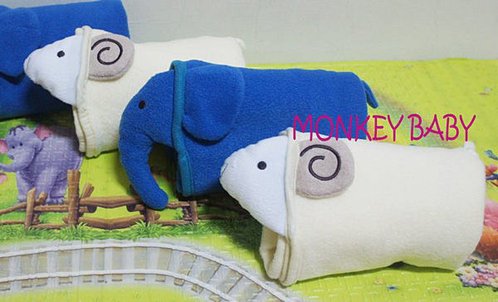 【MONKEY BABY 】日單動物造型大象、綿羊毛毯/蓋毯外出攜帶方便
