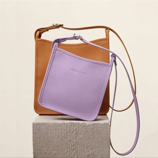 專櫃真品新款法國Longchamp LE FOULONNÉ 系列 拉鏈斜背包小型方包 - 超稀有紫色牛皮斜背包現貨