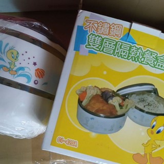 不鏽鋼雙層隔熱餐盒（全新）餐具組 碗 卡通 外帶餐具 便當盒 保鮮盒