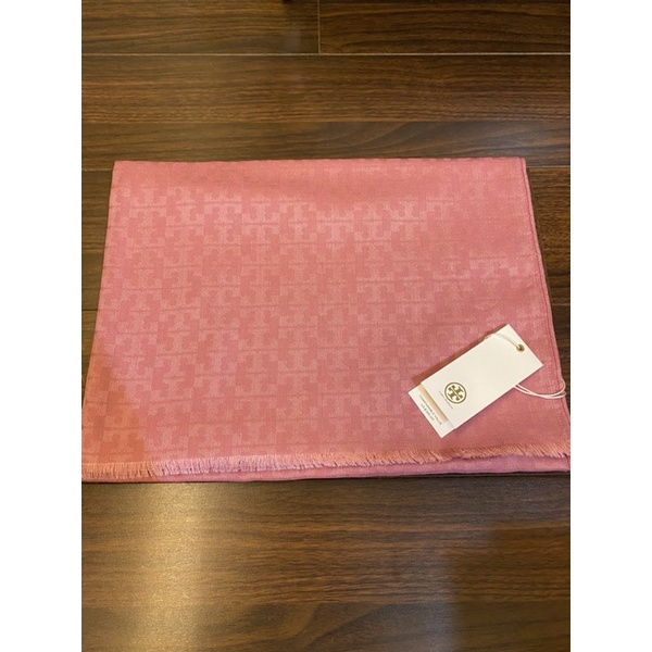 全新正品 TORY BURCH 滿版粉色圍巾/披巾