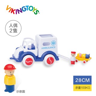 瑞典Viking toys踩不壞/不刮手的維京玩具-Jumbo醫療特派車(含2隻人偶)-28cm 救護車玩具 車車玩具