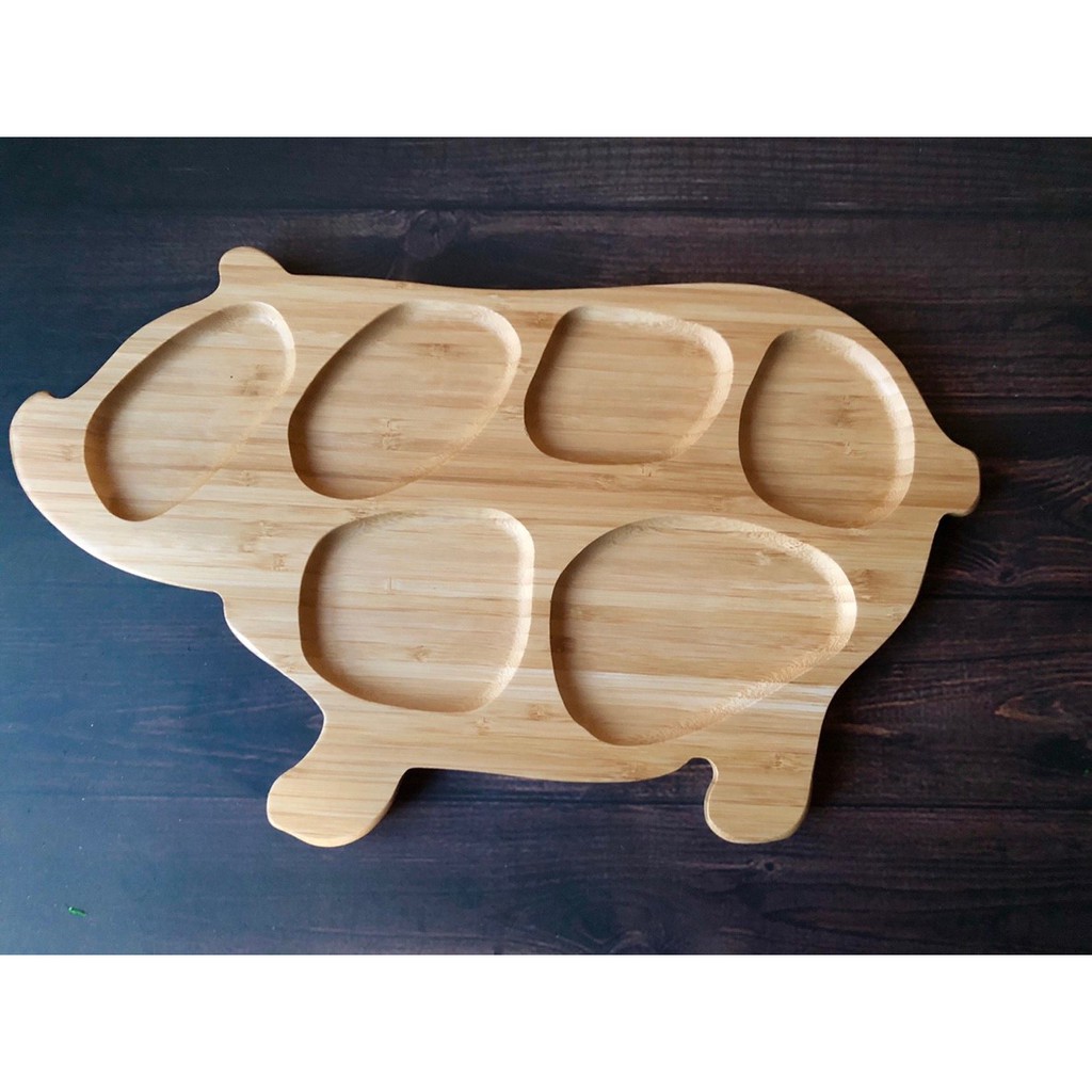 竹藝坊-BA02豬肉片料理盤/豬豬造型/食材分格盤