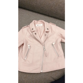 H&M女童粉紅色皮外套2-3歲