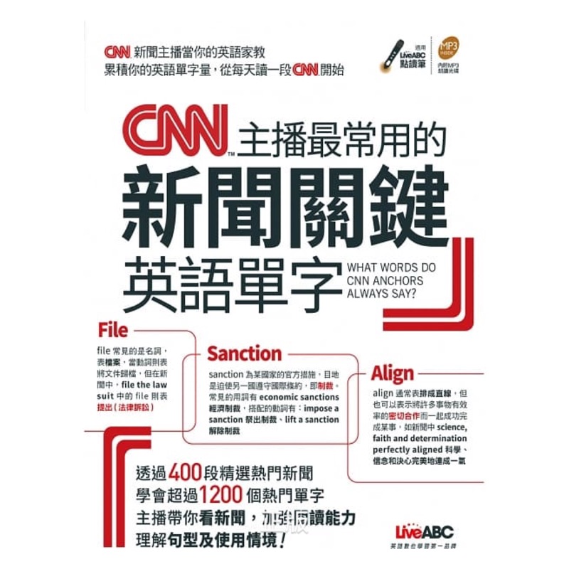 Cnn主播最常用的新聞關鍵英語單字 書 1片cd Rom電腦互動光碟 含朗讀mp3 蝦皮購物
