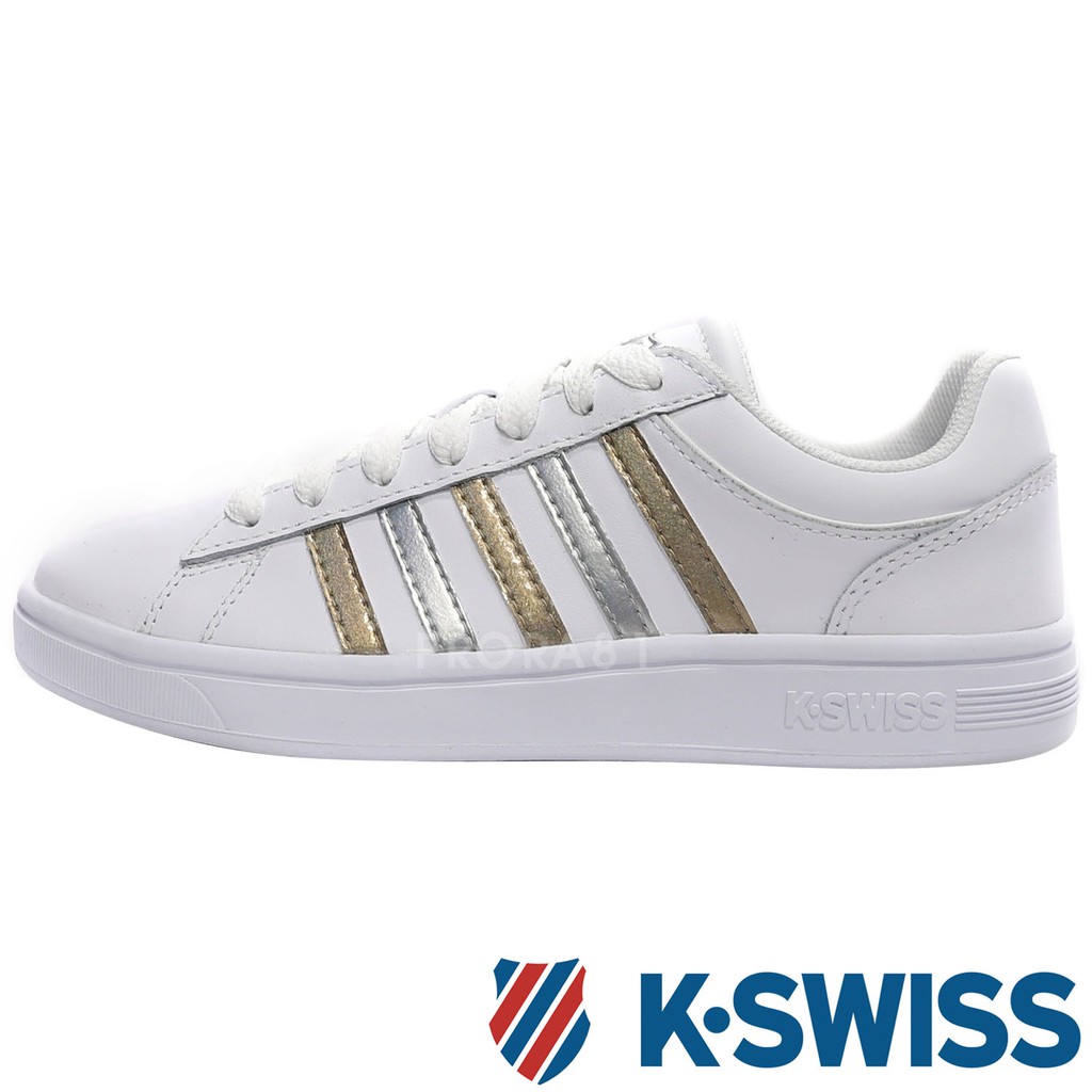 K-SWISS 96154-923 白X金X銀 Court Cheswick 皮質休閒運動鞋 002K 免運費加贈襪子