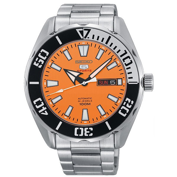 SEIKO WATCH 精工DIVER潛水100M金屬橘色面自動上鍊機械鋼帶腕錶 型號：SRPC55K1