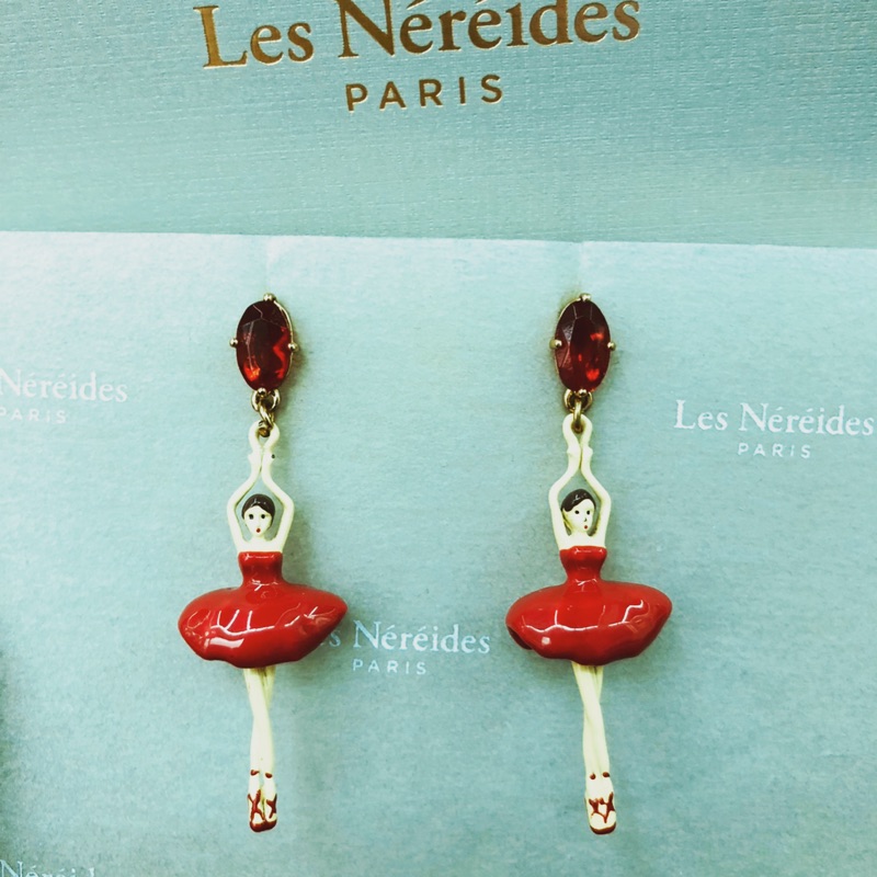 🇫🇷法國巴黎精品 Les Nereides 浪漫經典芭蕾紅寶石 夾式耳環