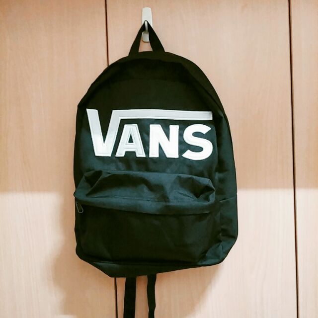 現貨VANS OLD SCHOOL 全黑 白 LOGO 街頭 復古 後背包