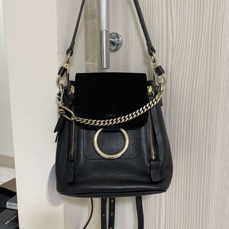 chloe faye mini backpack 麂皮後揹包 黑