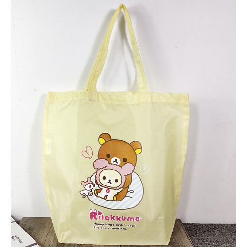 *現貨*日本 贈品袋 拉拉熊 輕鬆熊 淡黃色 摺疊包 收納袋 購物袋 手提袋 環保袋