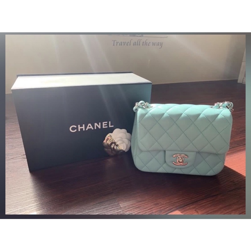 Chanel 香奈兒flap bag coco 17 方胖子。Tiffany綠。湖水綠。薄荷綠
