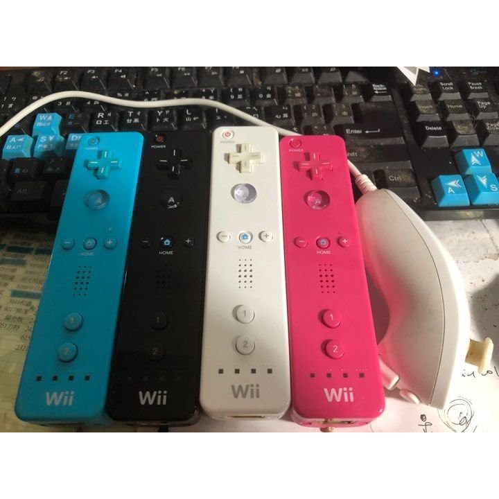 遊戲歐汀: 正版 任天堂Wii 黑+白+粉紅色+藍色搖桿+香菇搖桿