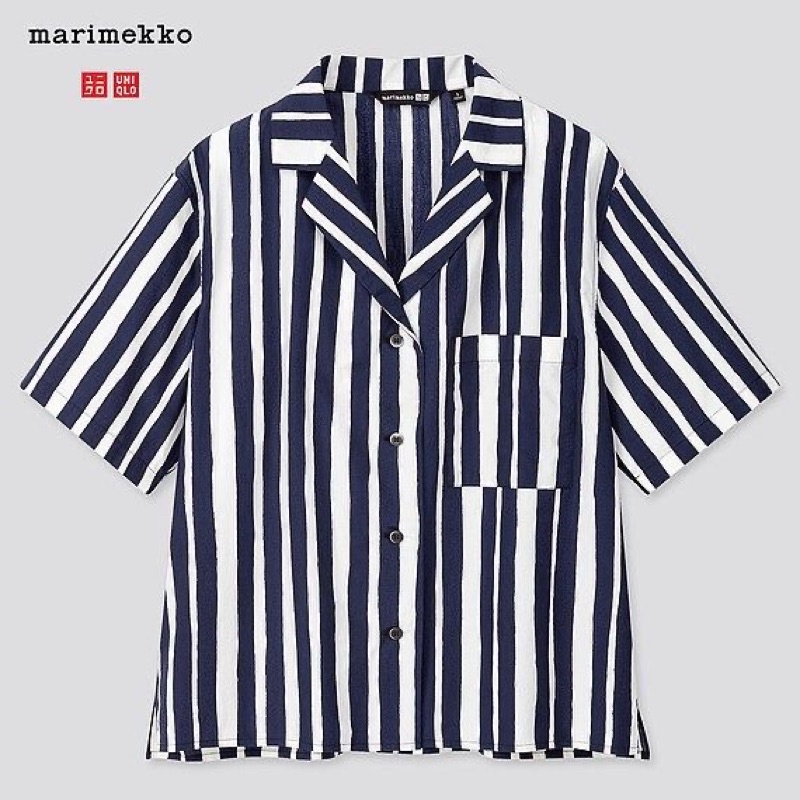二手 Uniqlo Marimekko聯名 水洗棉質開領襯衫（短袖） S號 427405