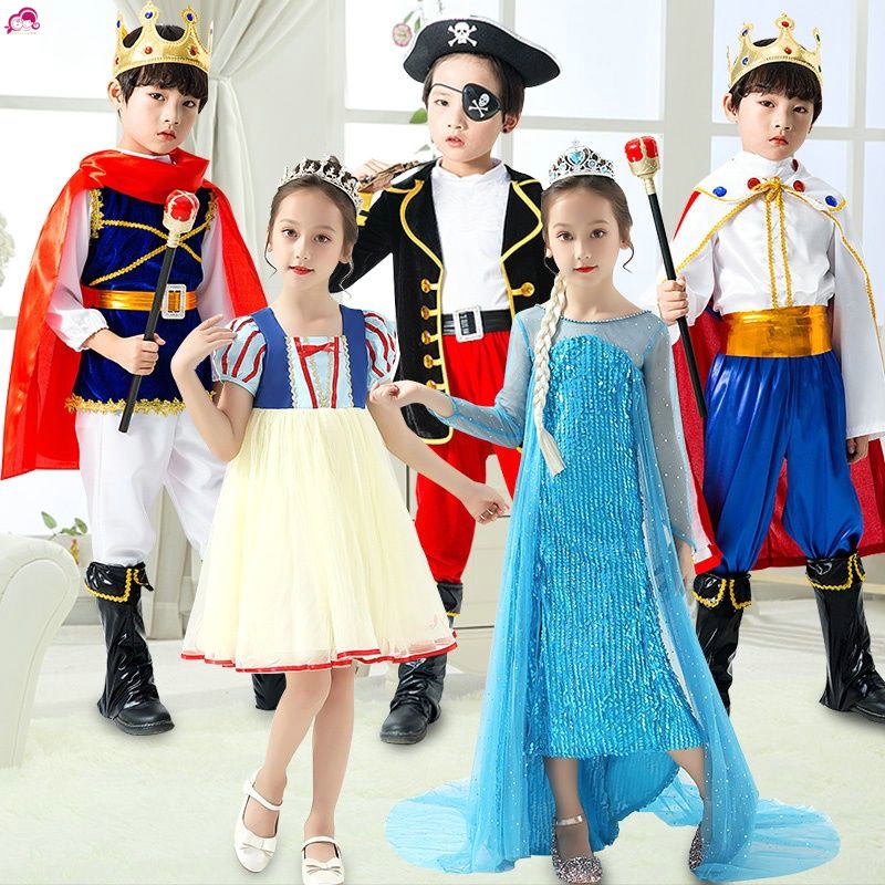 儿童造型服装 萬圣節兒童服裝男女童國王王子海盜白雪公主衣服幼兒園角色扮演服