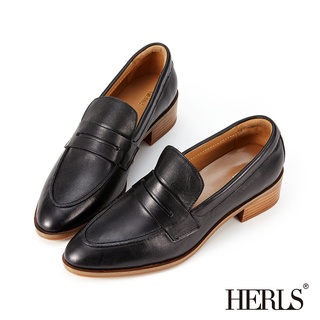 [HERLS 樣品鞋]全真皮手工刷色便士樂福鞋 黑36號 原價$3580