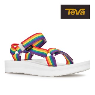 【TEVA】女 Original Midform Pride 經典織帶中底涼鞋/雨鞋/水鞋-彩虹白 (原廠現貨)