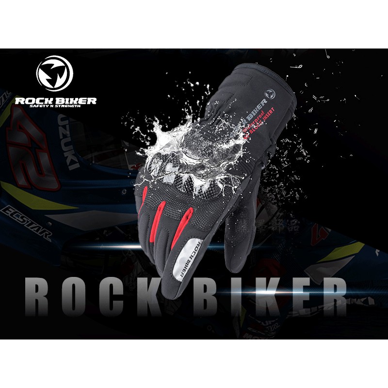 瀧澤部品 TAKiZAWA ROCK BIKER 黑紅 防摔手套 防水防風防寒保暖 可觸控手機 通勤