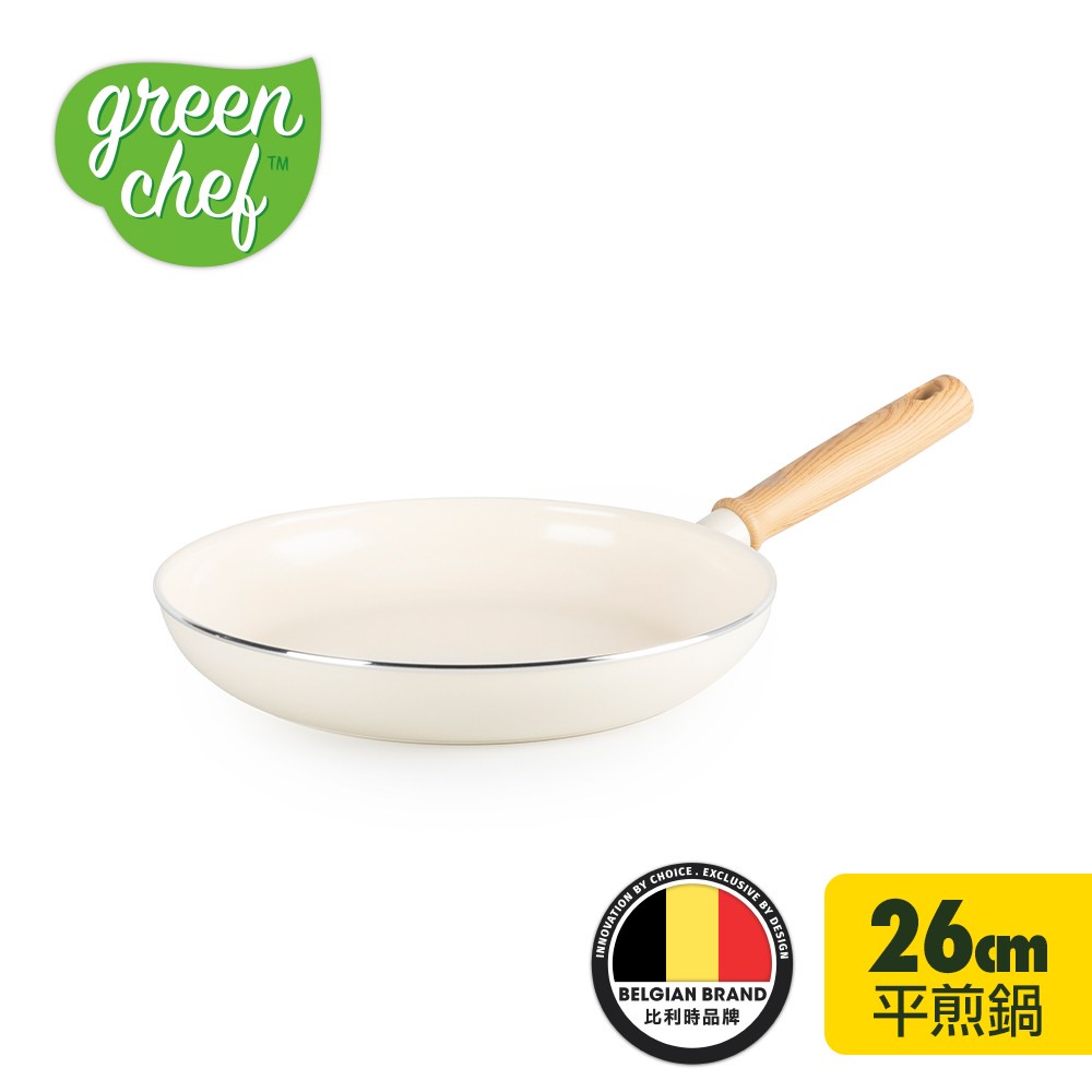 GreenPan chef東京木紋平煎鍋26cm(不含蓋)-奶油白
