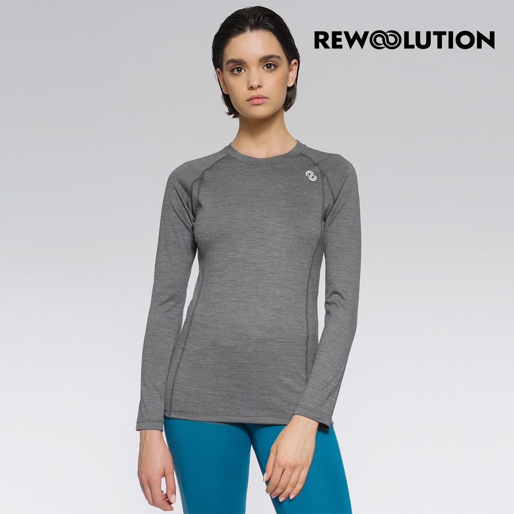 【Rewoolution】女WIKI 190g長袖T恤 [碳灰] 羊毛衣 登山必備 吸濕排汗| REJB2WC70394
