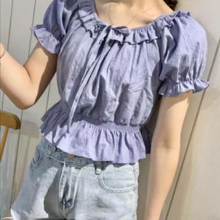 myheartlili0502 現貨荷葉邊公主袖縮腰田園小清新短袖上衣