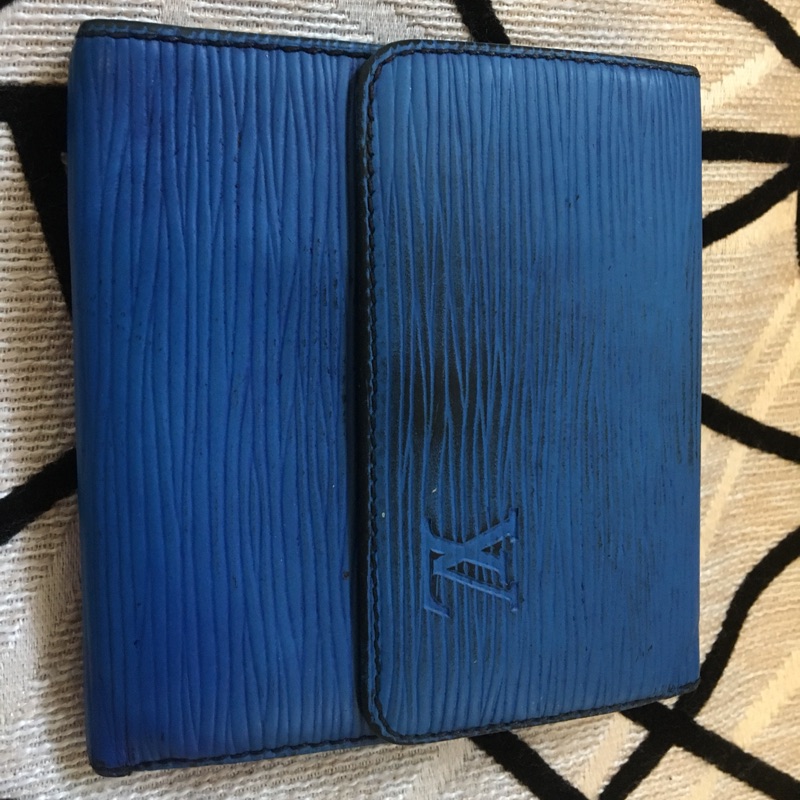 （正品）Louis Vuitton藍色水波紋LV短夾