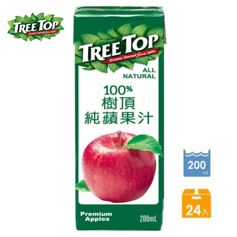 【樹頂TreeTop】100%蘋果汁(200mlx24包)-優惠組合