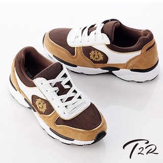 【韓國T2R】雙彈動力氣墊大底名牌款內增高休閒鞋-總增高6cm-咖啡色
