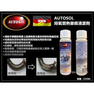 【台北益昌】德國製 AUTOSOL排氣管熱暈痕清潔劑150ml 熱暈痕去除劑 排氣管不銹鋼藍暈痕去除劑 重機保養