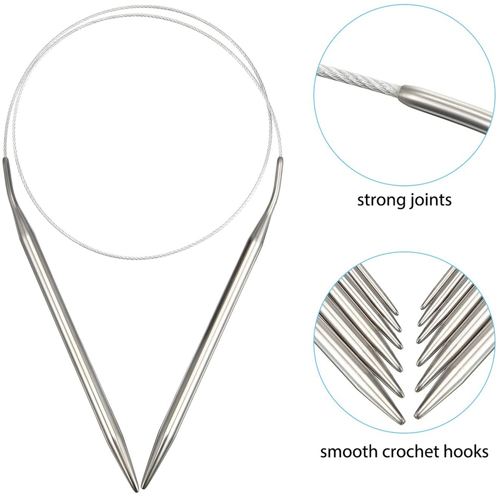 6 件裝 2-4.5 毫米 60 厘米縫紉配件不銹鋼圓針毛衣針套裝針織工具桿針