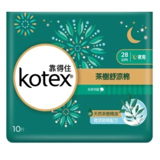 KOTEX靠得住 靠得住茶樹舒涼棉夜薄28cm 10片