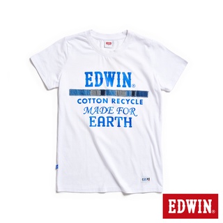 EDWIN 再生系列 CORE標語短袖T恤(白色)-女款