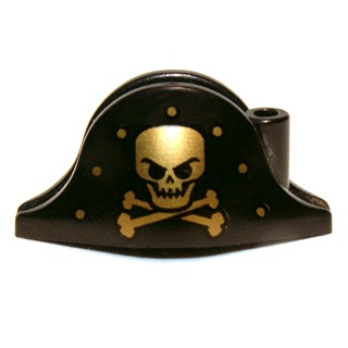 lego 樂高 2528pb06 海盜帽 海盜 骷髏 帽子 8833 人偶 配件 金色